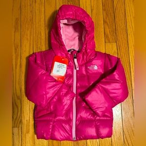 NWT North Face Girls Pink Down Hooded Puffer Jacket SZ 3T—SO WARM AND CUTE!!!
